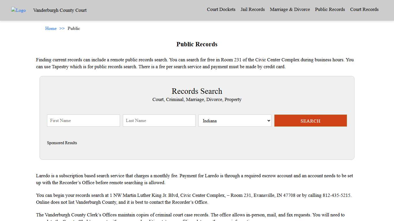 Public Records Vanderburgh County Court