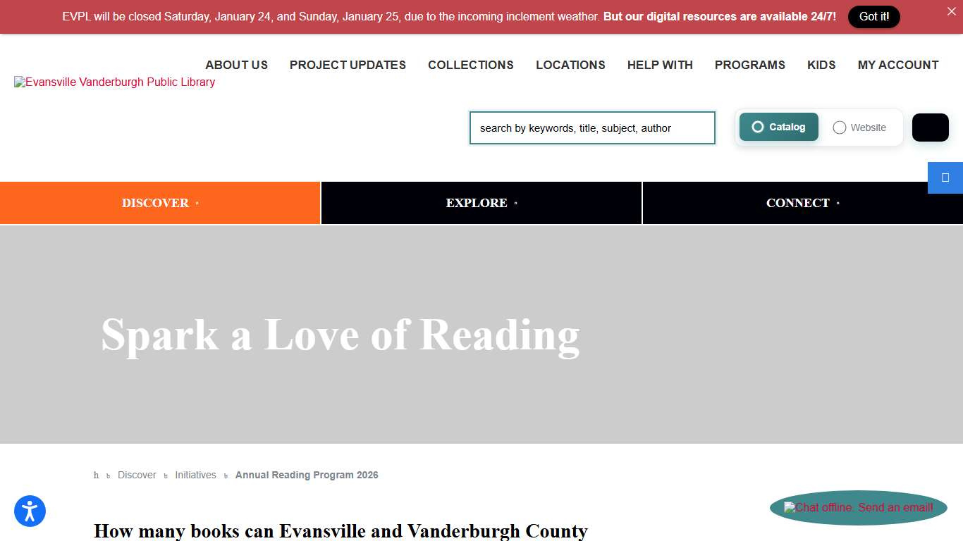 Annual Reading Program 2026 - Evansville Vanderburgh Public Library