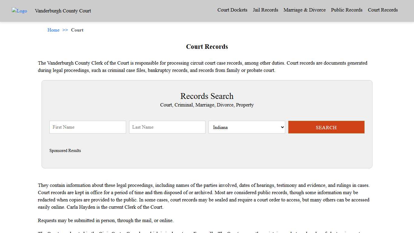 Court Records Vanderburgh County Court