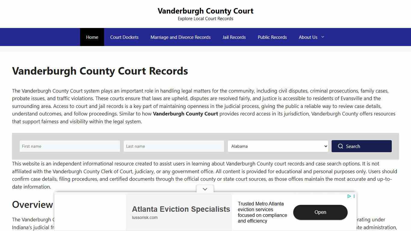 Vanderburgh County Court Records - Vanderburgh County Court